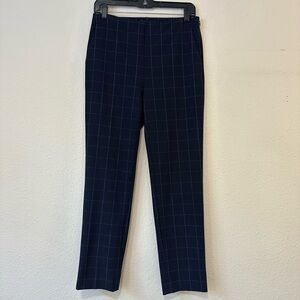 Ann Taylor Navy Windowpane Cropped Pants (Size 2)